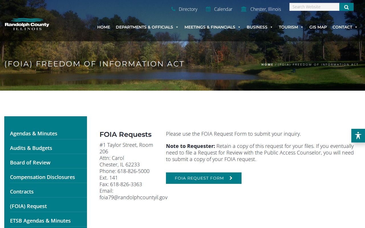 Current Randolph County FOIA office contact and request instructions