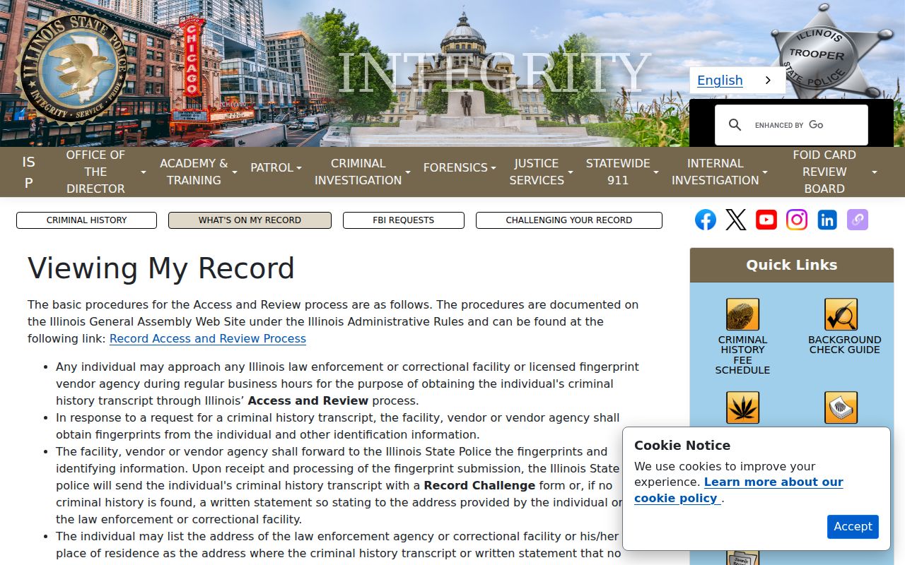 Illinois State Police Access and Review and Record Challenge instructions