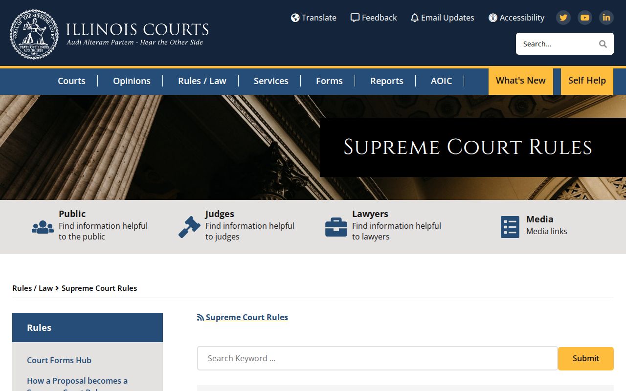 Illinois Courts Supreme Court Rules source page