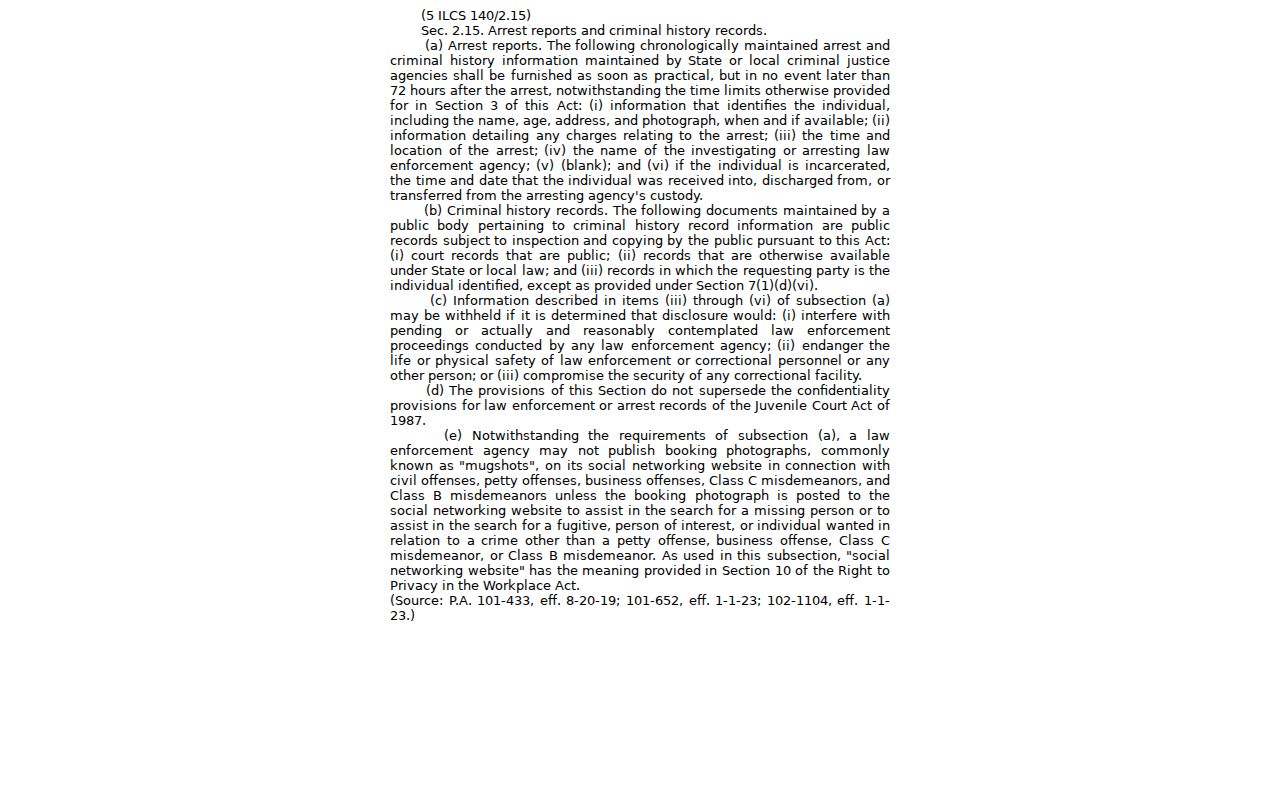 Illinois General Assembly page for 5 ILCS 140 section 2.15